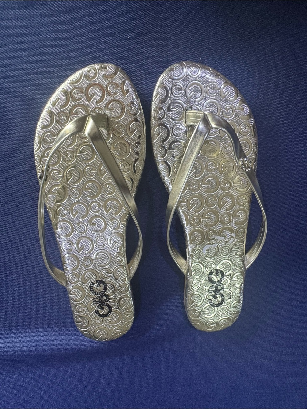 GBG Los Angeles Metallic Gold Flip Flop Sandals